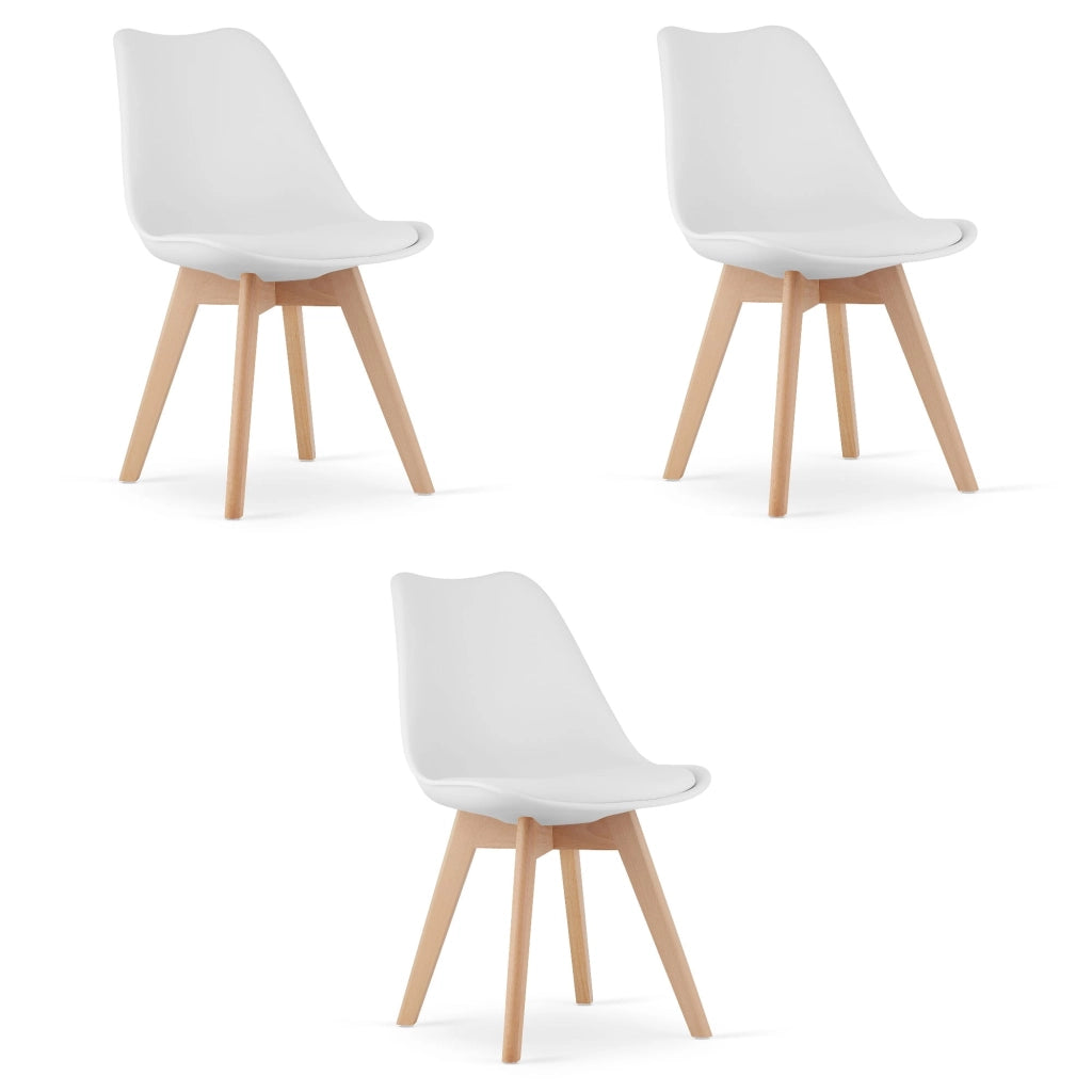 Sedie Valora RIKX bianche con cuscino e gambe in legno x3