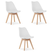 Sedie Valora RIKX bianche con cuscino e gambe in legno x3