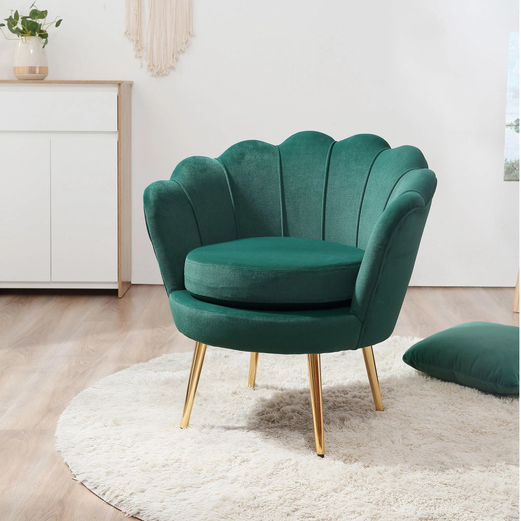 Poltrona Vintage di Design in Velluto Verde Poltroncina da Camera