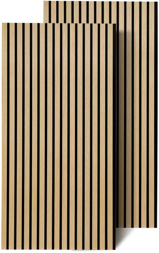 Set di 4 pannelli acustici - legno di quercia - velluto nero - 60 x 120 x 2,1 cm