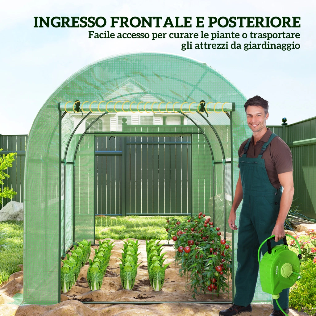 Serra da Giardino Tunnel ¨C zephmum ¨C 3x2x2 m Verde Acciaio PE Anti UV