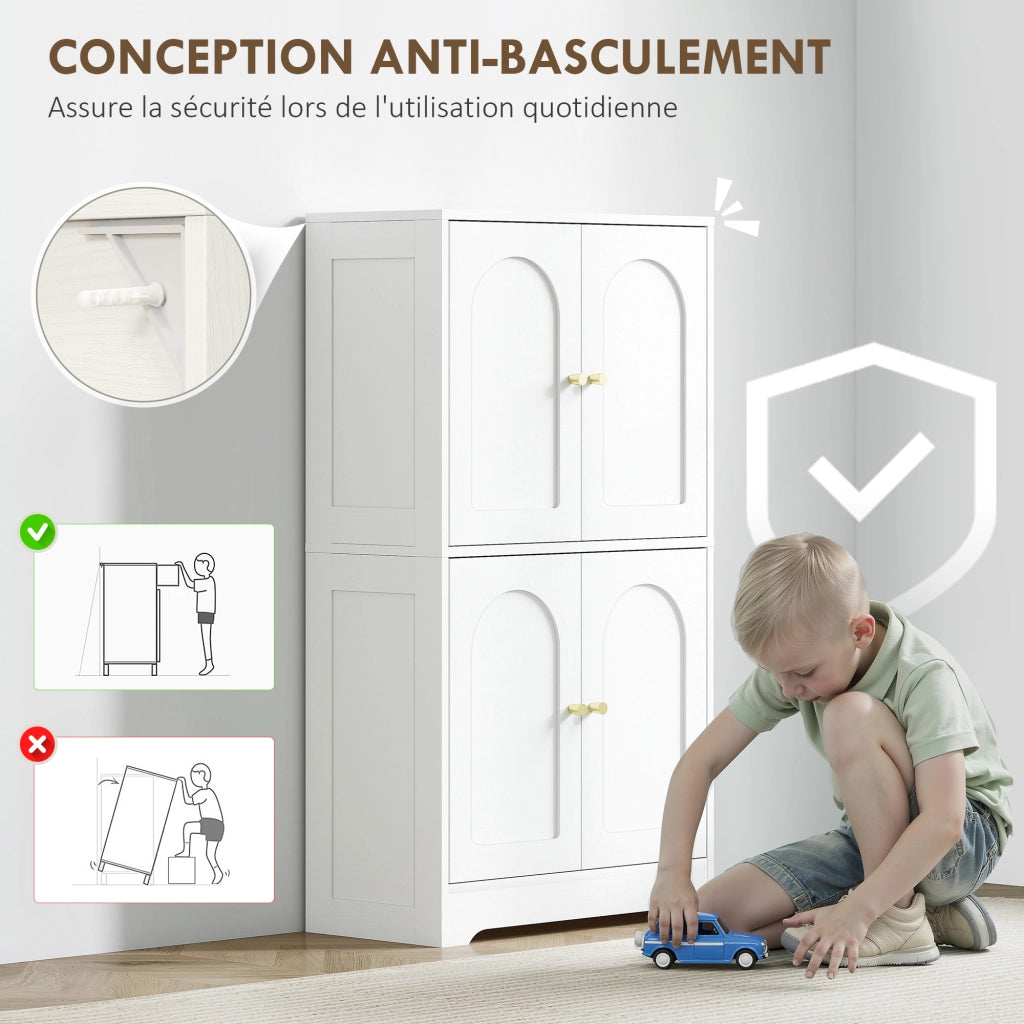 Mobile cucina con 4 ante e 2 ripiani regolabili ¨C zephmum ¨C bianco 60x30x110