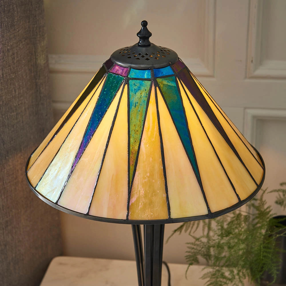 Lampada da tavolo Tiffany Dark Star vetro multicolore E14 40W
