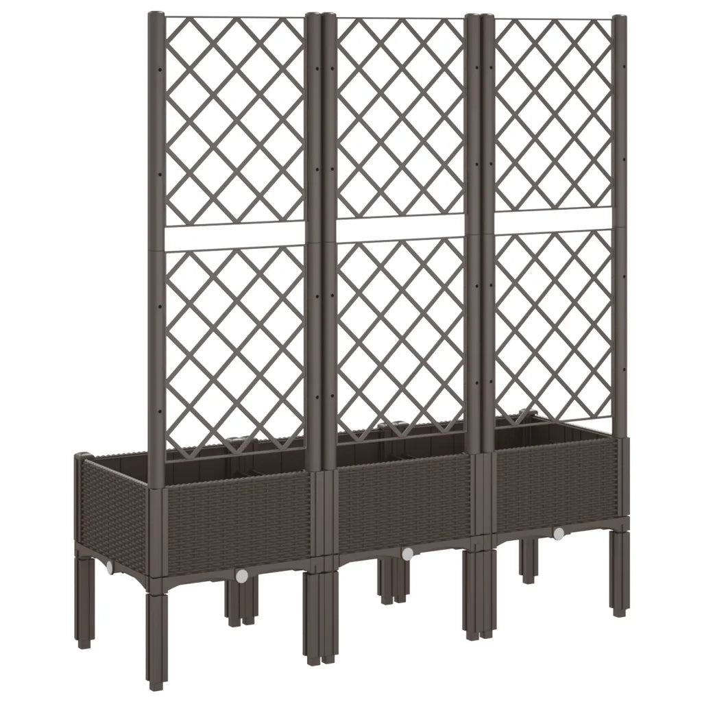 Fioriera da Giardino con Traliccio Marrone 120x40x142 cm in PP 367930