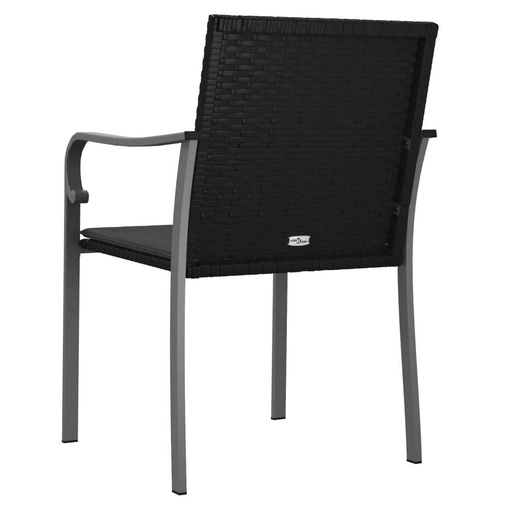 Sedie da Giardino con Cuscini 2pz Neri 56x59x84cm in Polyrattan 364094