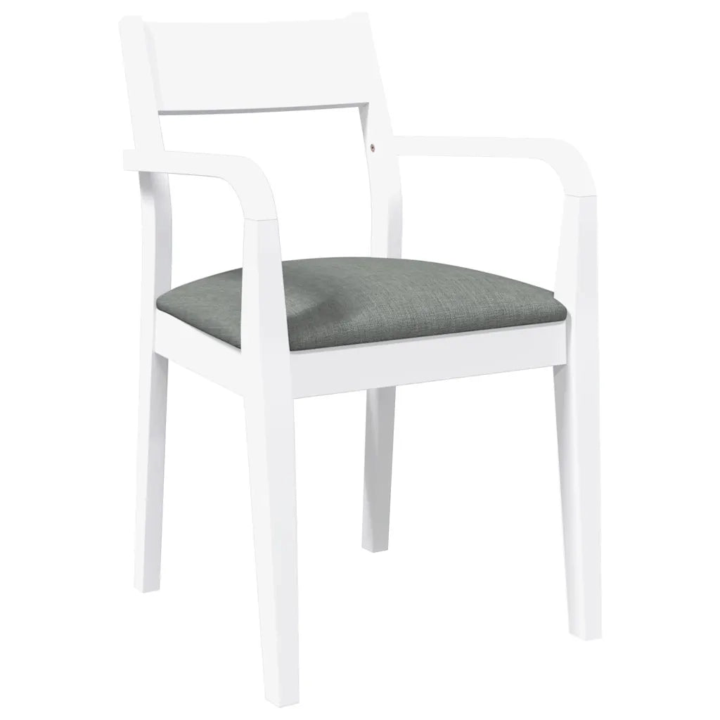 Sedie da Pranzo con Cuscini 2 pz Bianco Legno Massello di Hevea 4102511