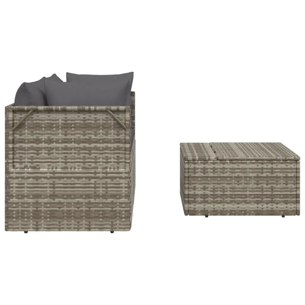 Set Divani da Giardino 3 pz | Set Salotto da Giardino con Cuscini in Polyrattan Grigio