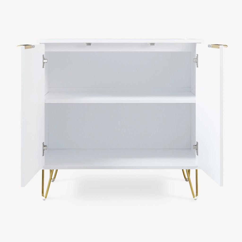 Credenza Multiuso Trondi Mobile Contenitore a 2 Ante 75 x 80 x 40 cm - Bianco [en.casa]