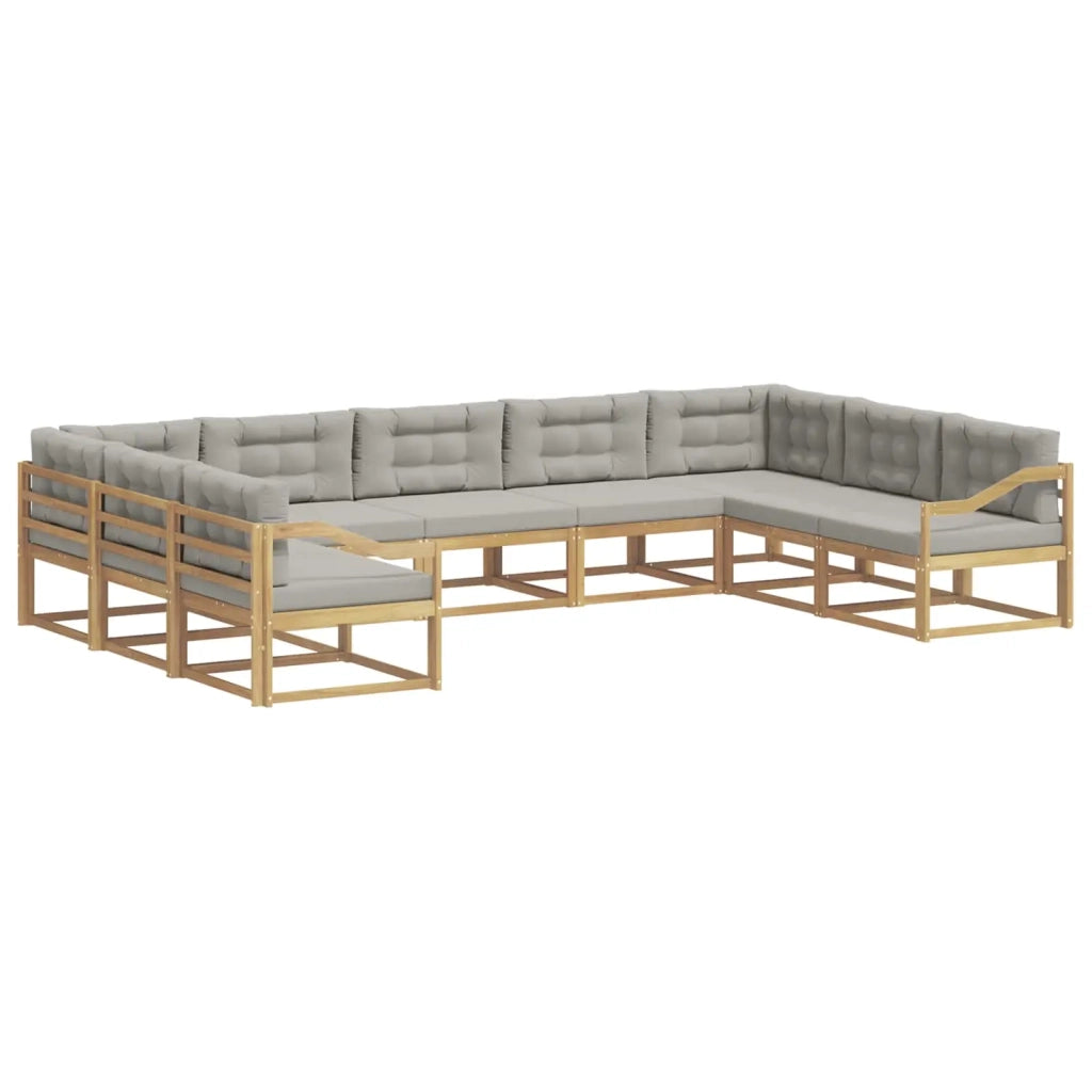 Set di divani da esterno 9 pz Bianco e Grigio Chiaro 3387050