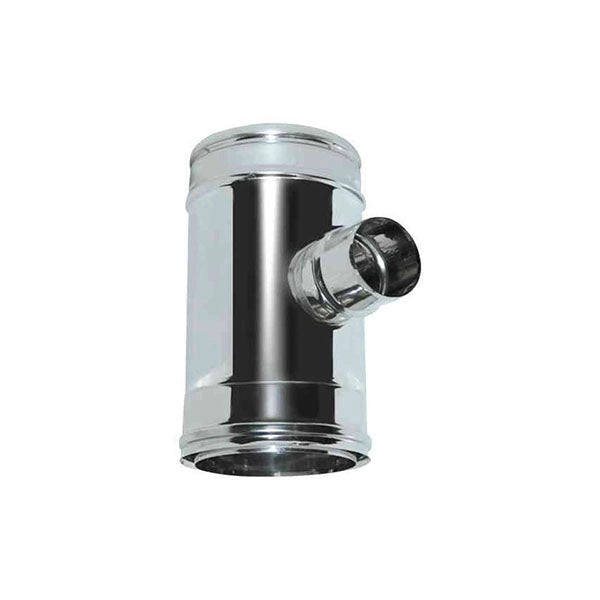 Canna fumaria parete doppia coibentata inox  aria dn 100/120 raccordo t 90 ridotto 80 parete singola tubo  acciaio  316