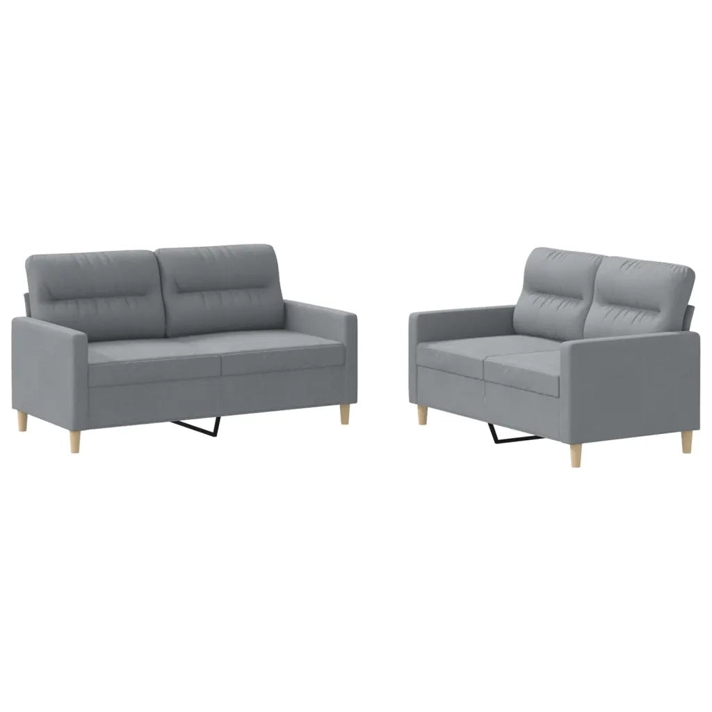 Set di Divani 2 pz con Cuscini Grigio Chiaro in Tessuto 3201568