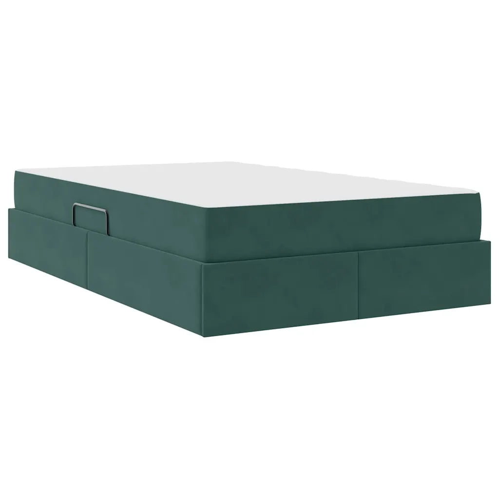 Letto con contenitore e materasso Verde Scuro 120 x 200 cm