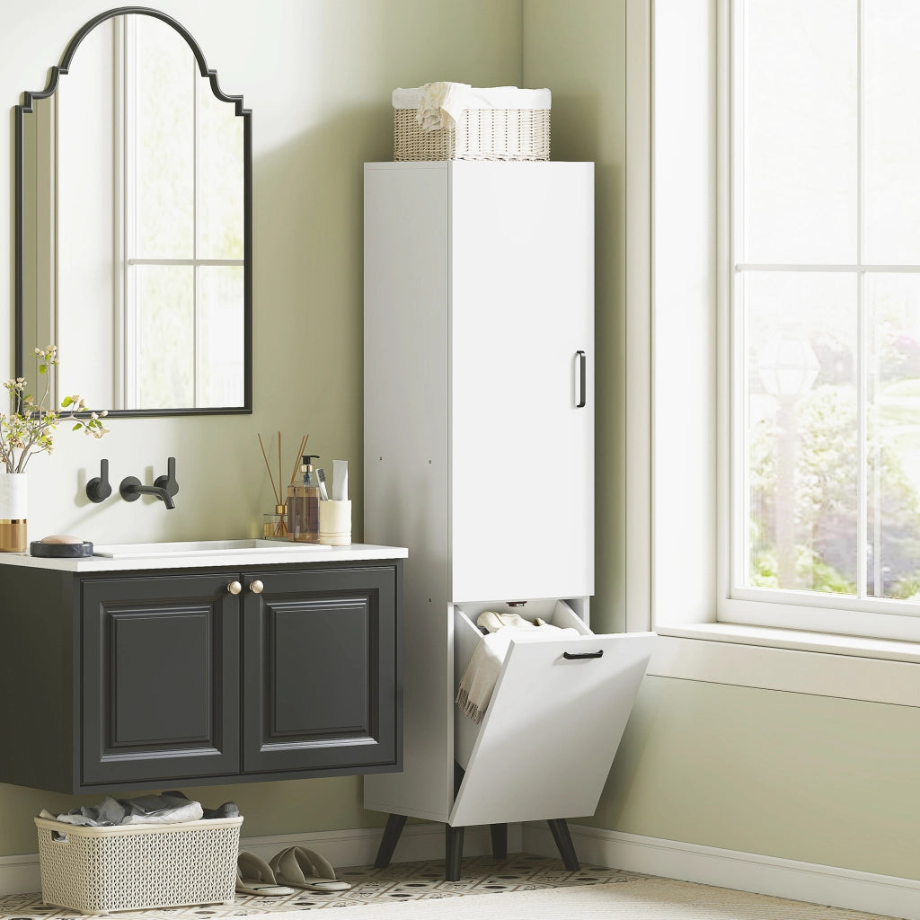 Armadietto Bagno Alto con Ante e Ripiani ¨C Zephmum ¨C 35x31,5x144 cm Bianco
