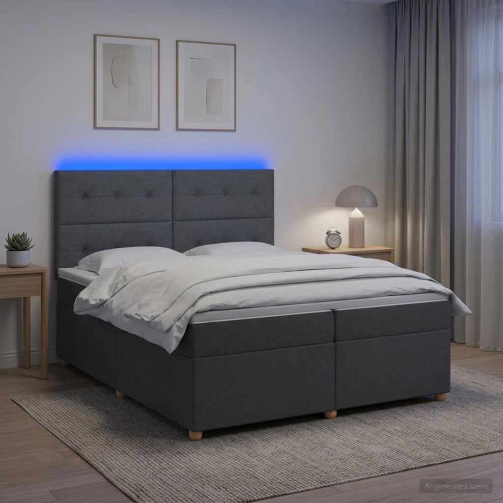 Letto box spring con materasso Grigio Scuro 200 x 200 cm 3455428