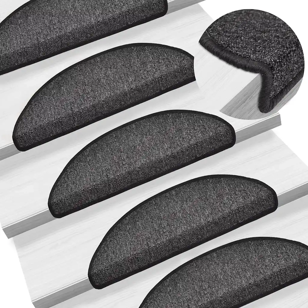 Tappetini per scale 30 pz 56x17x3 cm Antracite Semicircolari 3365733