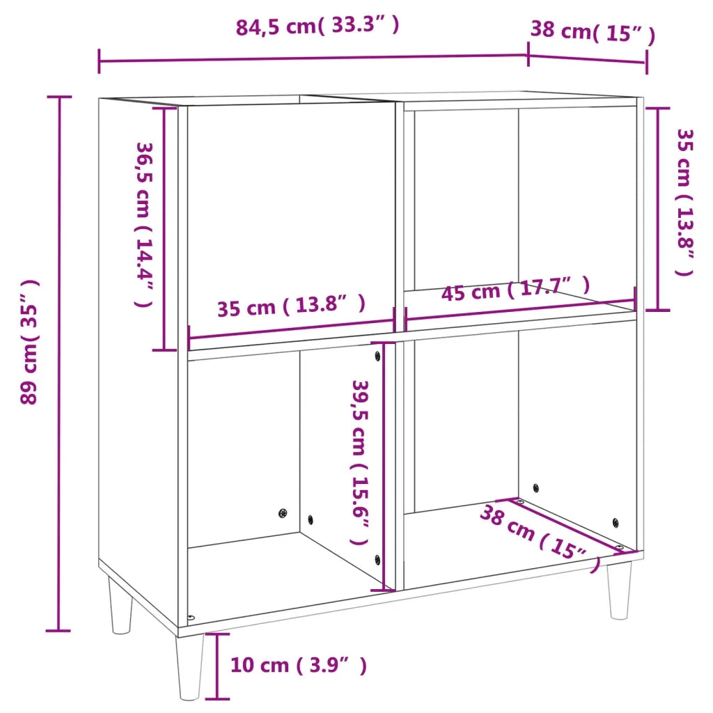 Mobile Porta Dischi Rovere Fumo 84,5x38x89 cm Legno Multistrato CFW9707845