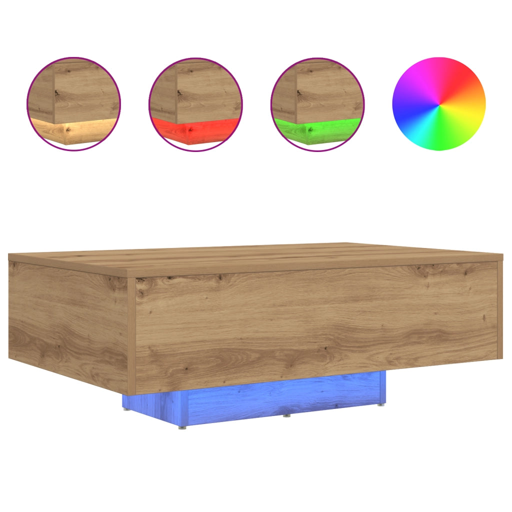 Tavolino da caffÃ¨  con luci LED Quercia Artigianale 85x55x31 cm