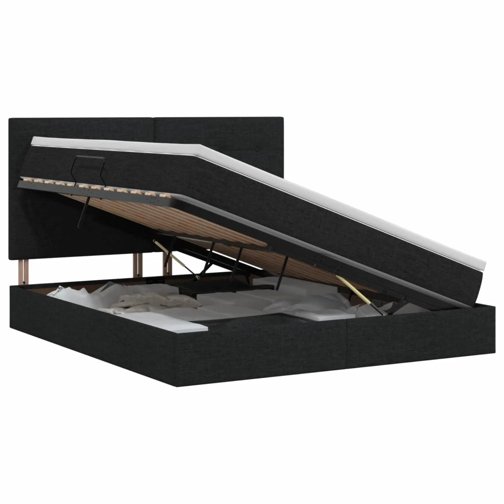 Letto con contenitore e materasso Nero 160 x 200 cm Tessuto 3459515