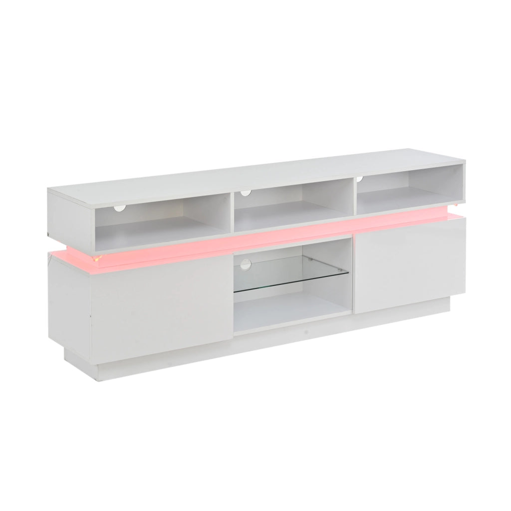 Mobile TV con LED ¨C MINIMAL ¨C Bianco Lucido, Vetro Temperato, 160x35x60 cm