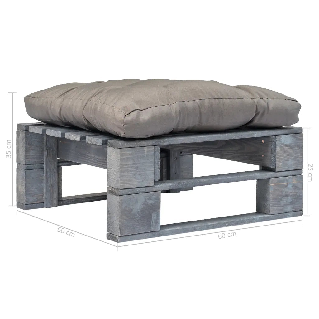 Ottomana da Giardino in Pallet con Cuscino Grigio Legno Grigiocod mxl 119229