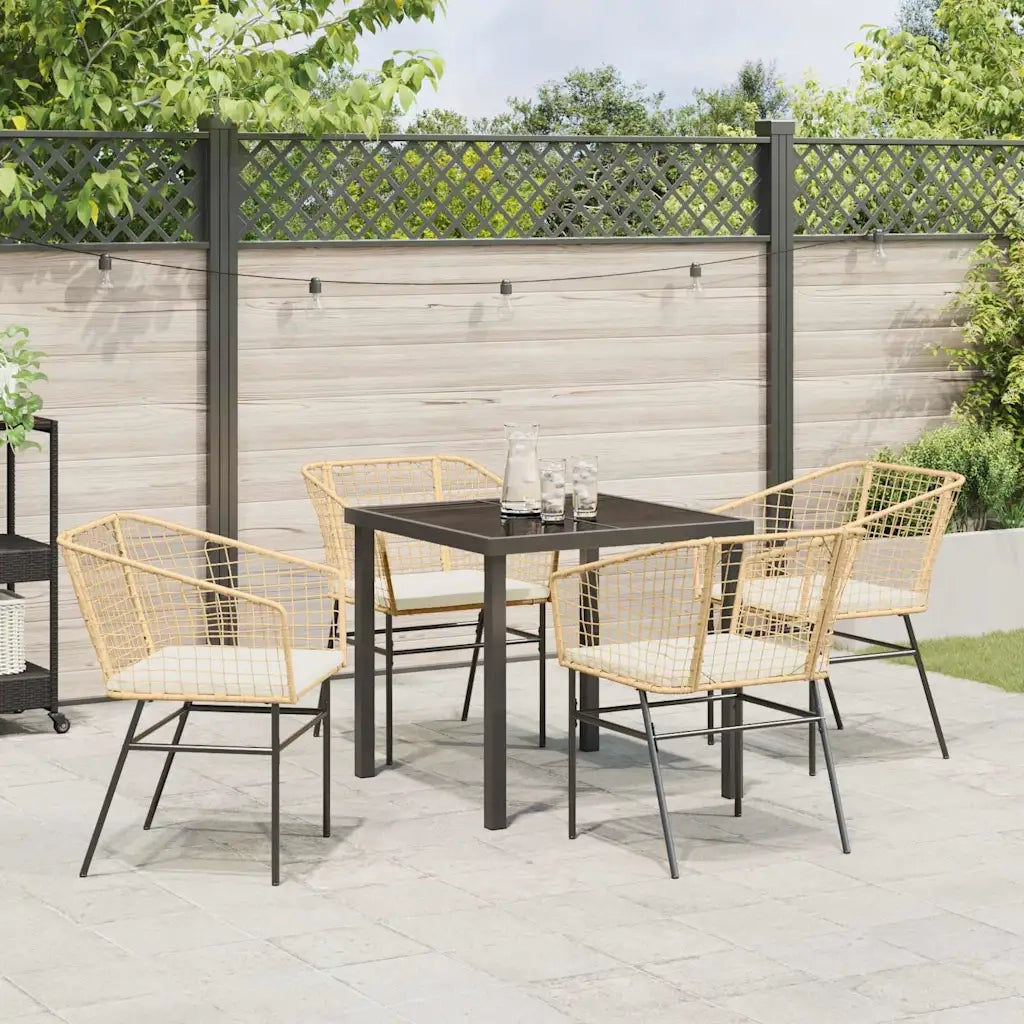 Set da Pranzo per Giardino 5 pcs Marrone polyrattan