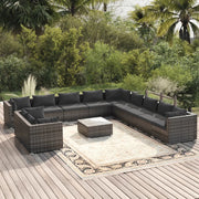 Set Divani da Giardino 12 pz con Cuscini in Polyrattan Grigio 3102541