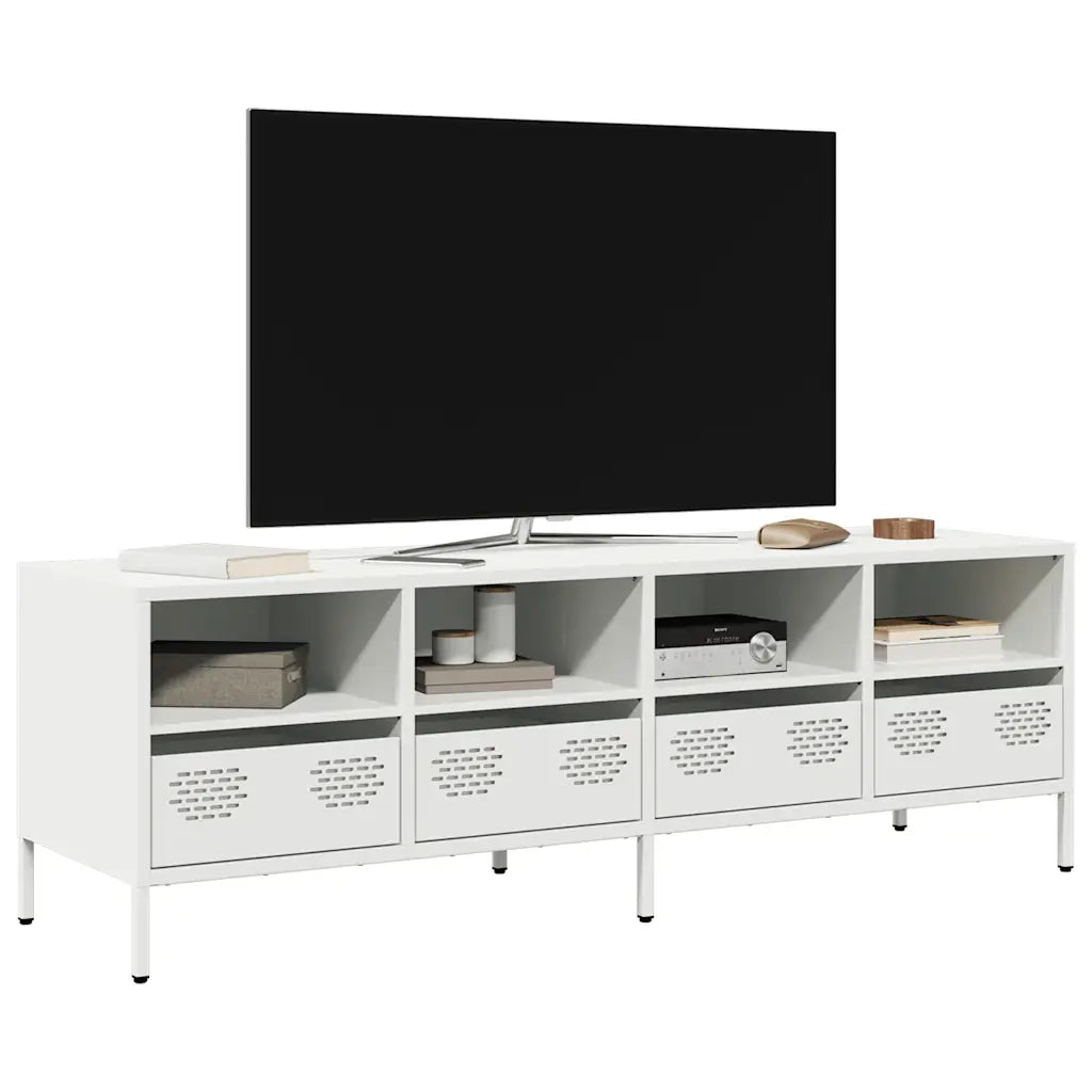 Mobile TV-Credenza TV-Console TV Bianco 135x39x43,5 cm in Acciaio Laminato a Freddo 663990