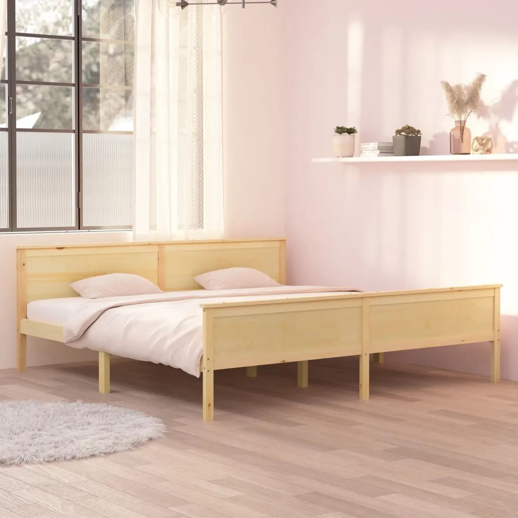 Letto matrimoniale | Letto per adulti | Giroletto in Legno Massello di Pino 200x200 cm