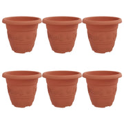 Fioriere | Cassetta per fiori | Vaso Rotondo per Fiori 6 pz Rosso Mattone ? 22 x 18 cm