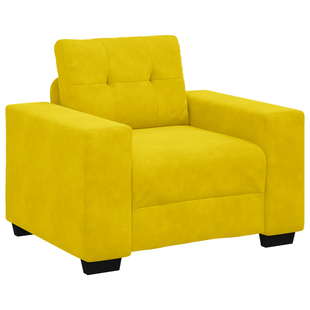 Set di divani 3 pezzi con cuscini in velluto giallo