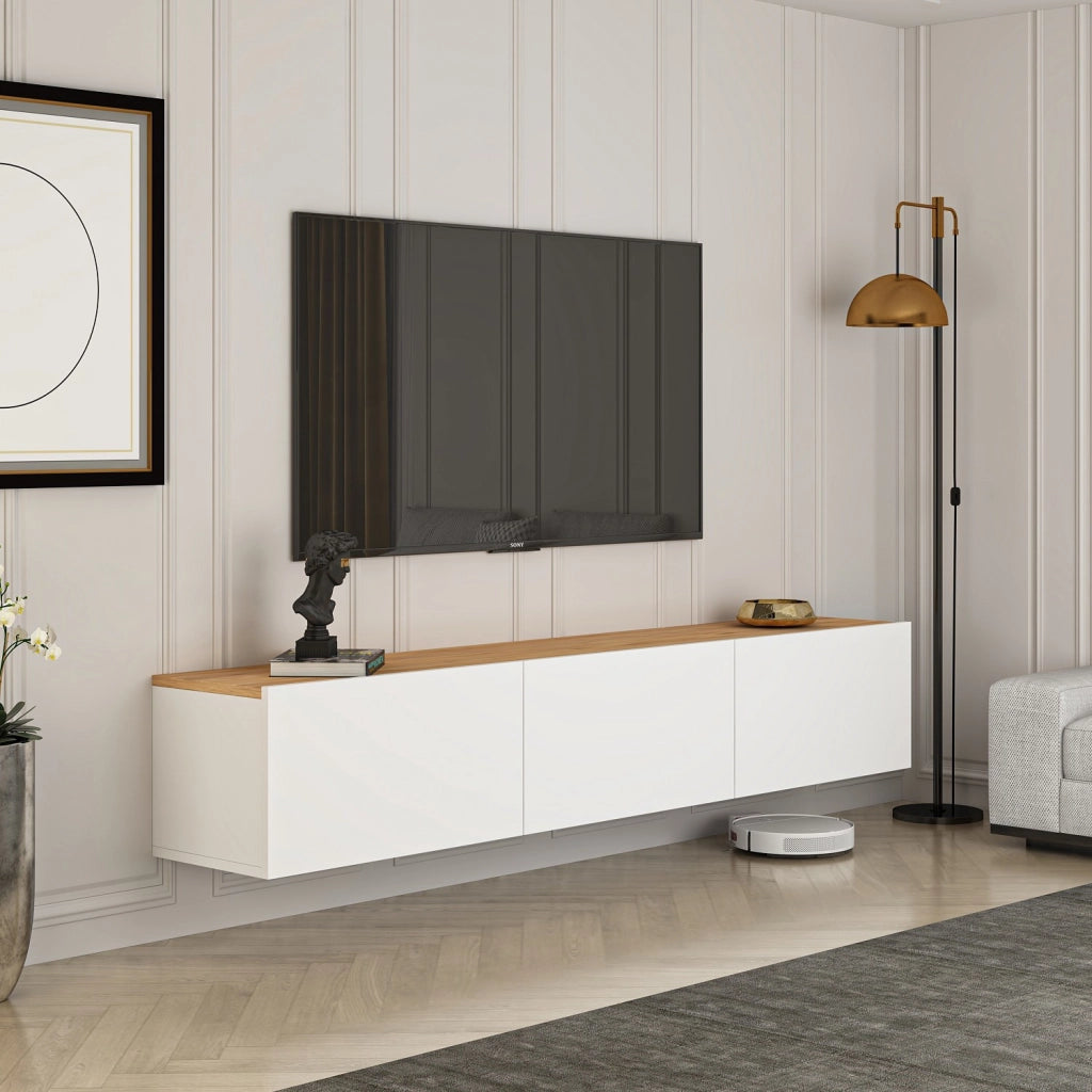 Mobile TV in legno "West" - 150 x 32 x 30 cm - Pino bianco atlantico