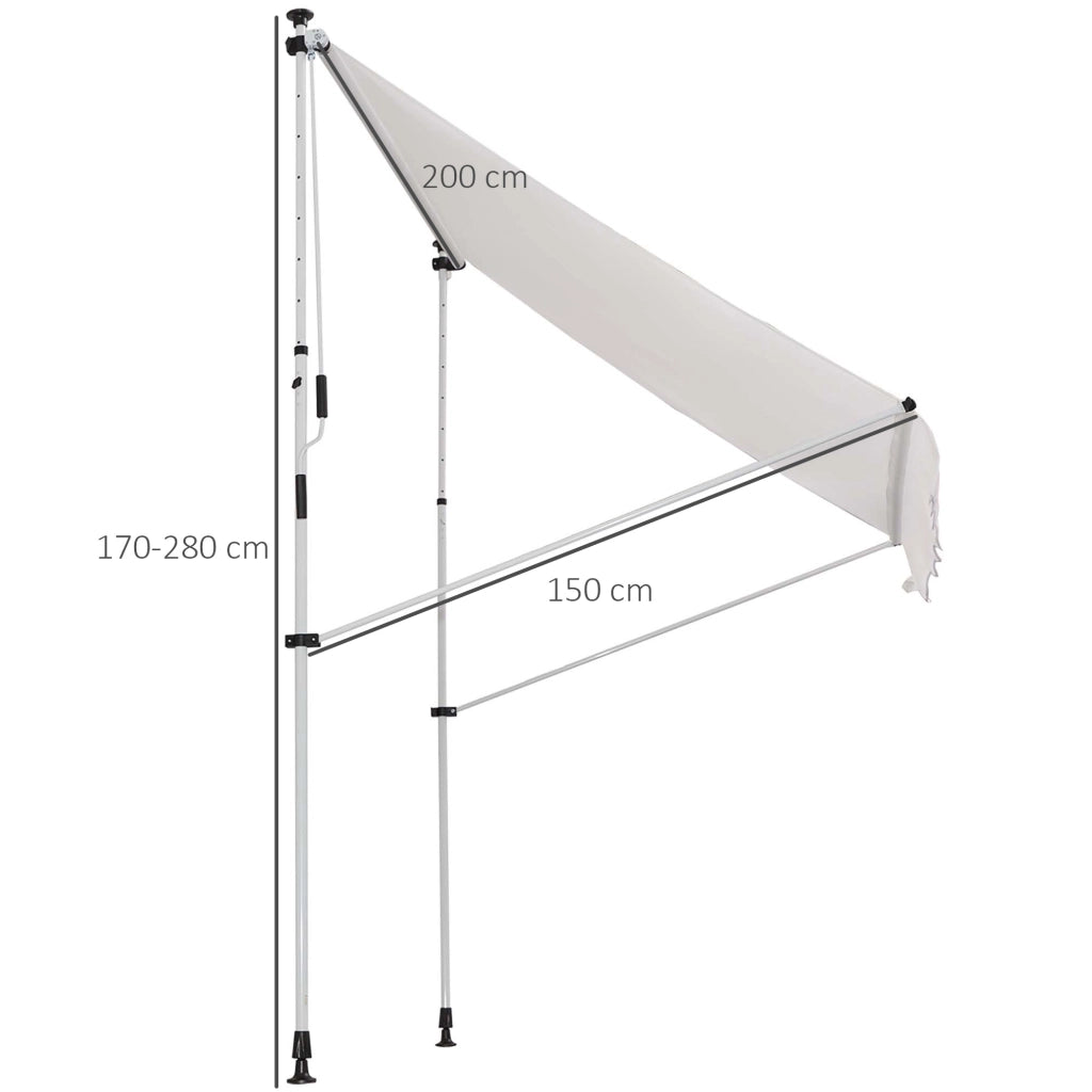 Telo da Sole Manuale Retrattile ¨C zephmum ¨C Bianco 200x150x170-280 cm