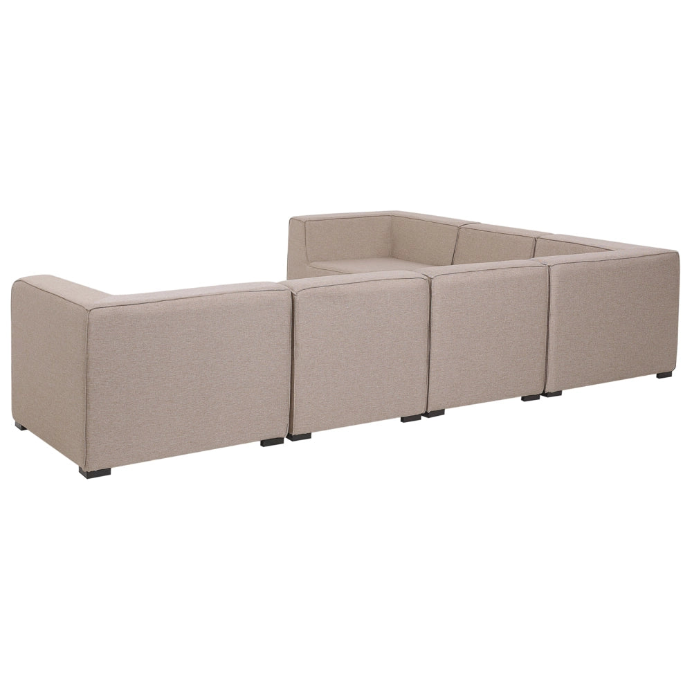 Set divano ad angolo per interni ed esterni Rivestimento in tessuto beige a 7 posti con salotto da giardino ottomana sinistro
