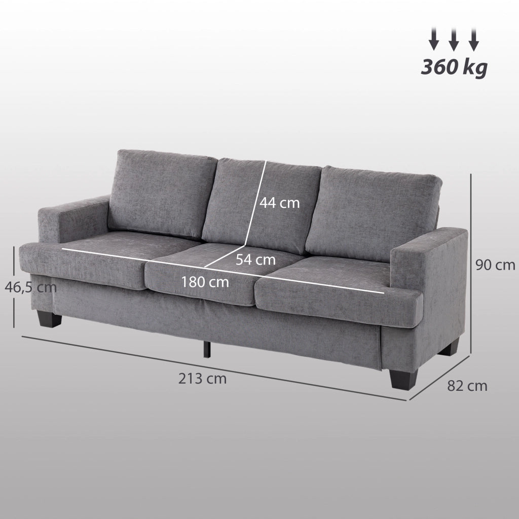 Divano 3 Posti Tessuto Grigio ¨C Zephmum ¨C Tessuto Antimacchia Trapuntato