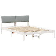 Letto matrimoniale | Letto per adulti | Struttura del Letto Bianco e grigio chiaro 135 x 190 cm