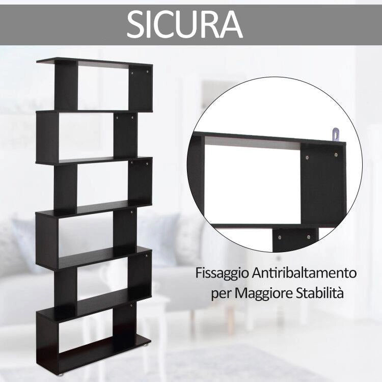 LIBRERIA DI DESIGN IN LEGNO 80 X 24 X 191 CM NERO
