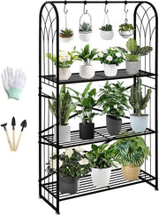 Verstilizzatore in Metallo con Altezza Regolabile 130.5 cm Nero per Piante Multiple - Supporto per Fiori per Interni e Esterni - Scale per Piante per Salotto - Standa per Fiori