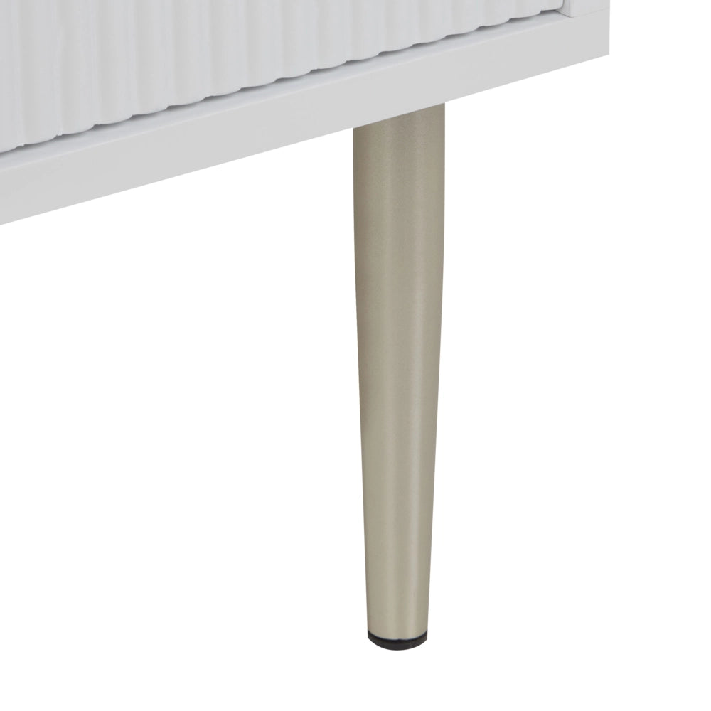 Credenza MDF bianco 2 ante 2 ripiani Gambe in metallo Maniglie elegante classico
