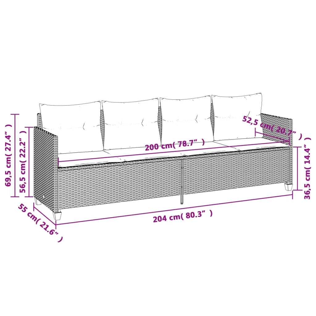 Set Divano da Giardino 5 pz con Cuscini-Sofa da Giardino-Divanetto da esterno Beige in Polyrattan 484754