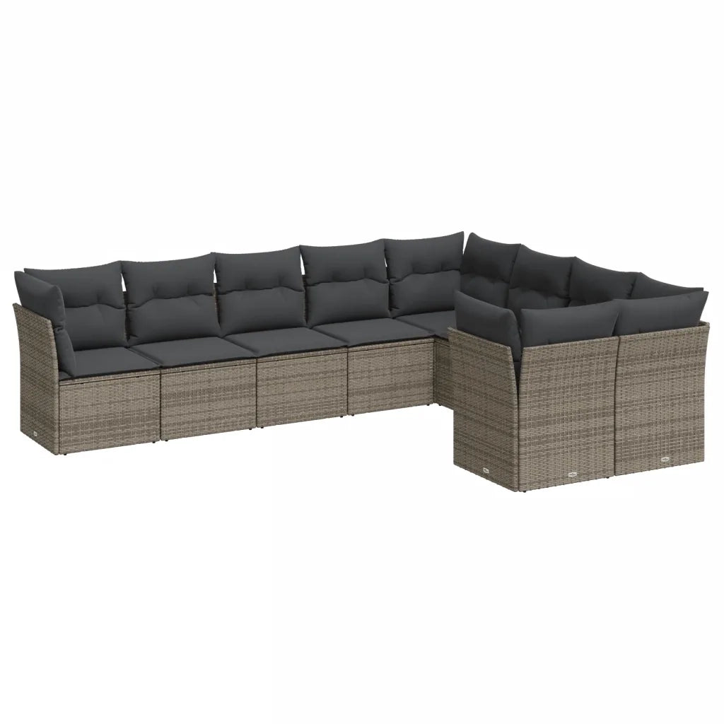 Set Divano da Giardino 9 pz con Cuscini Grigio in Polyrattancod mxl 87797