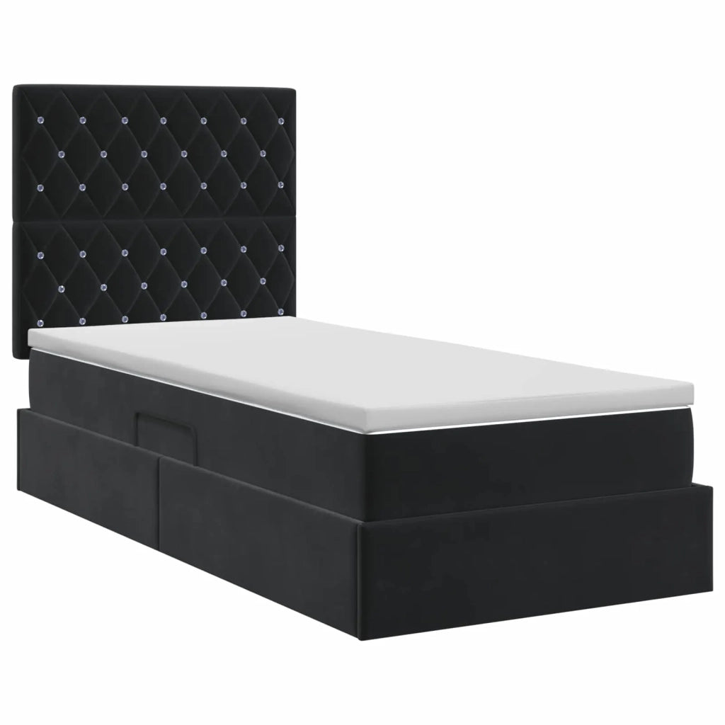 Letto con contenitore e materasso Nero 90 x 190 cm Velluto 3459599