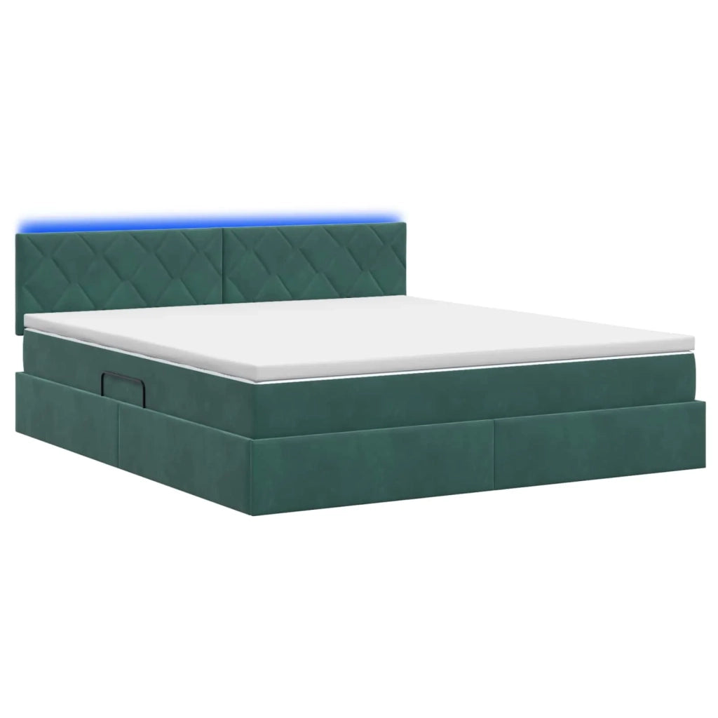 Letto con contenitore LED e materasso Verde Scuro 180 x 200 cm 3459327