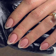 Nageli Amandoliformi a Punta Francese - Unghie Artificiali a Fissaggio Rapido per Donne - Unghie in Silicone - Sicure e Ambientalmente Sostenibili