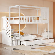 Letto a castello funzionale in legno bianco 90x200 cm