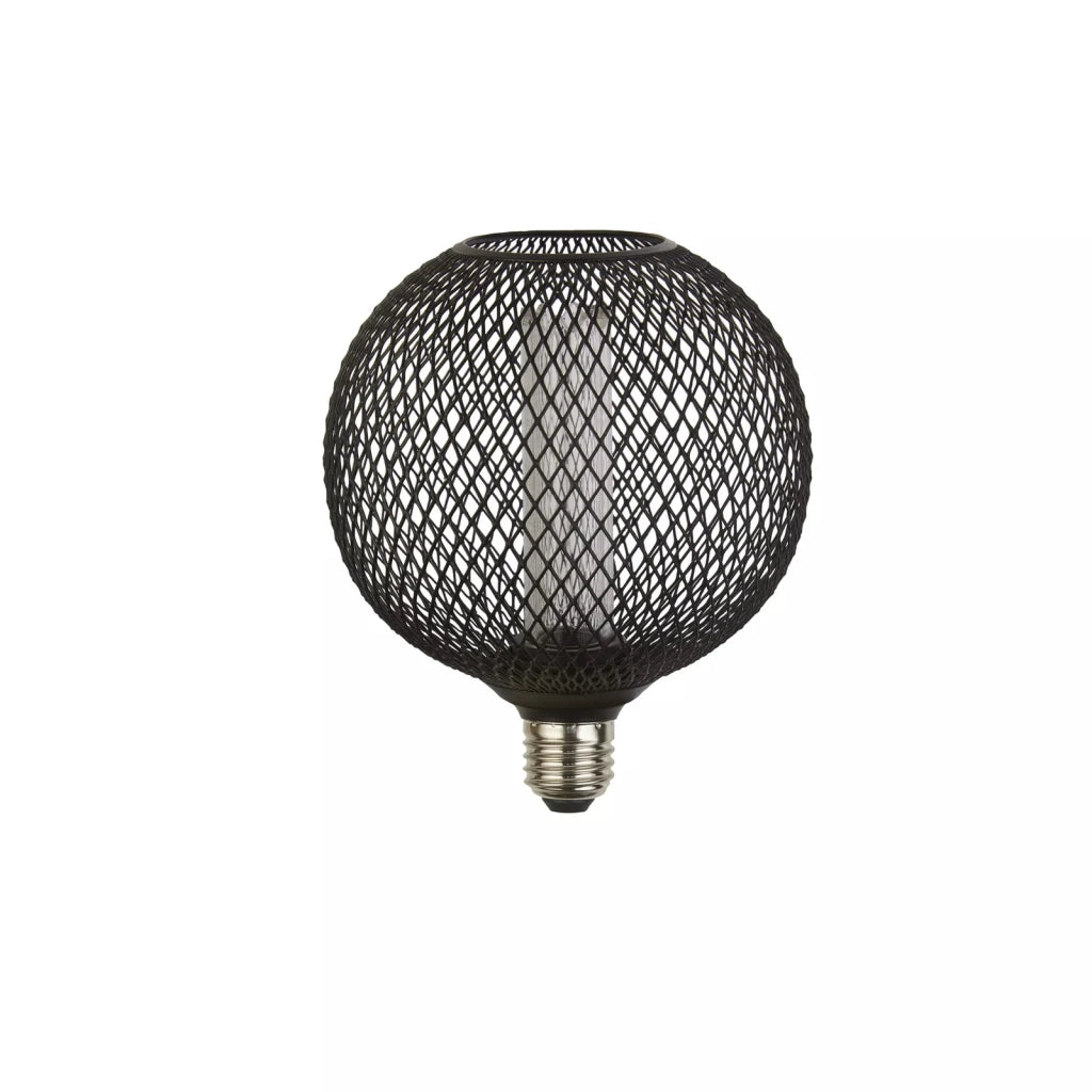 Lampadina Contemporanea Rete Metallica Acciaio Nero Vetro E27 3,5W 1800K