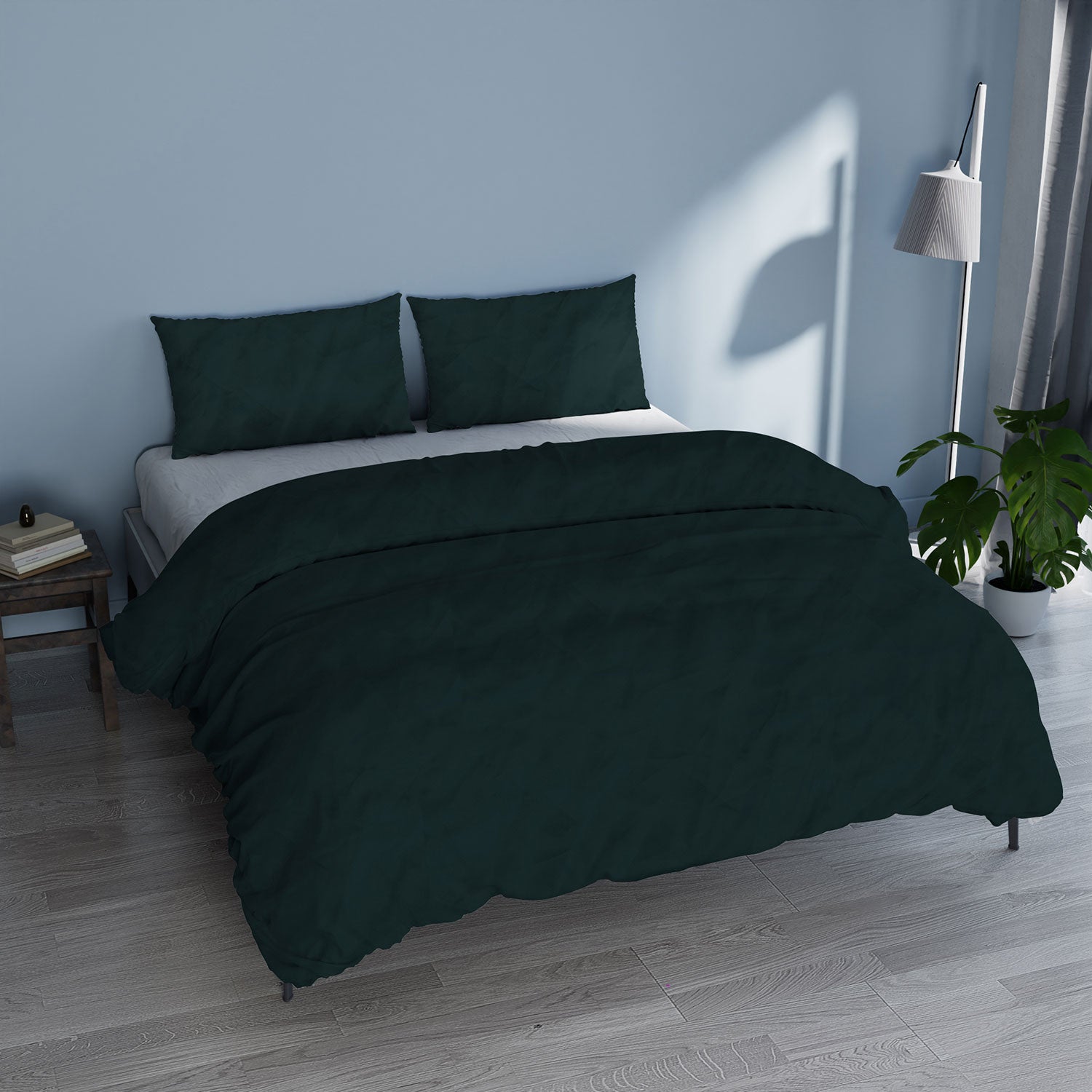 Copripiumino Matrimoniale con Sacco e Federe Linea Water Washed Ottanio