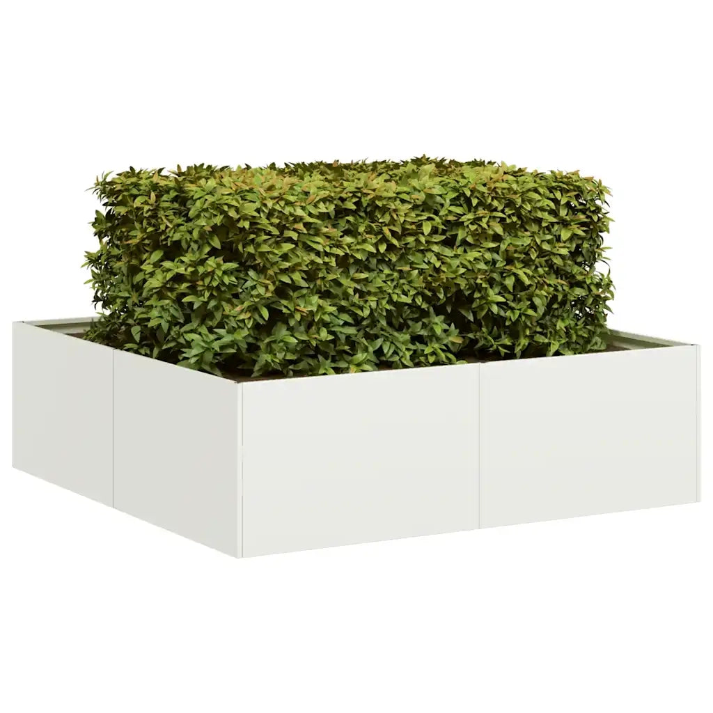 Fioriera-Vaso-Contenitore per Piante Bianca 100x100x30 cm in Acciaio