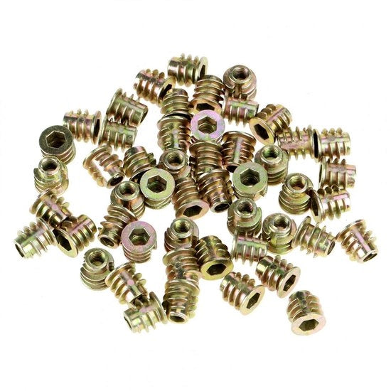 Houtdraadinzetstuk zeskantmoeren con gerbo per legno - 8 mm - Insetti per mobili - 50 pezzi per progetti in legno
