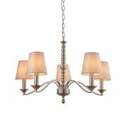 Lampadario ASTAIRE 5 luci nichel satinato con paralumi E14