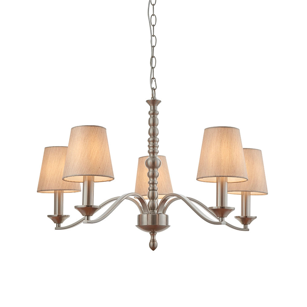 Lampadario ASTAIRE 5 luci nichel satinato con paralumi E14